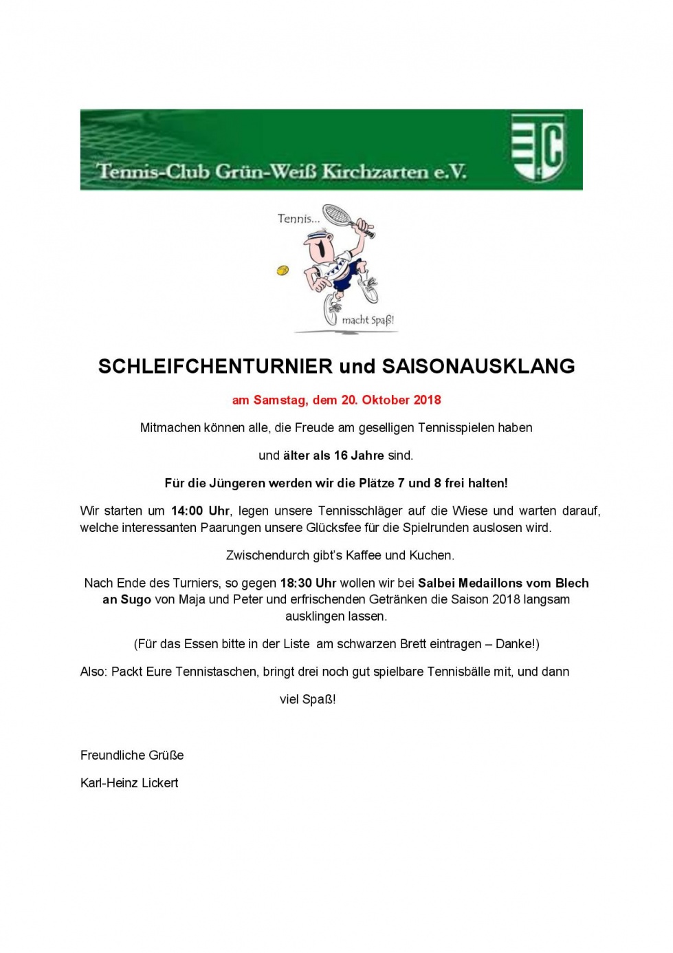 Einladung Schleifchenturnier 2018