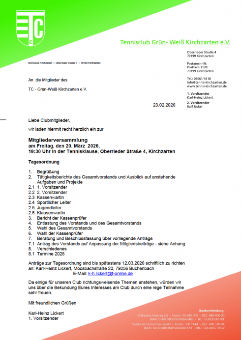 Einladung Mitgliederversammlung 2026